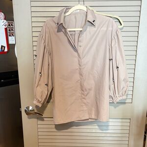 Women's Embellished Button-Down Shirt in Blush